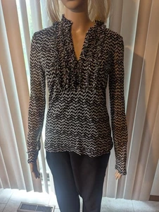 INC Large Zebra Print Ruffled Blouse - Picture 1 of 4