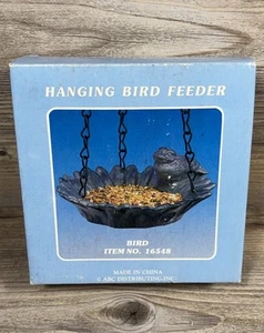 Hanging Bird Feeder Sunflower with Bird 6-inch Green Tarnished Look. - Picture 1 of 6