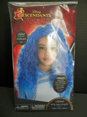 Peluca Disney Descendants The Rise Of Red Chloe Azul Niño Talla Larga Ondulada Rizada Foto 1 de 2