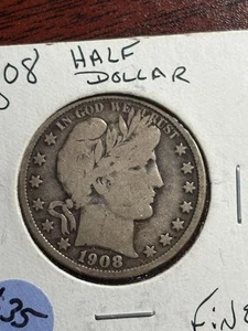 1908 O Barber Half Dollar 50c Better Grade - Picture 1 of 7
