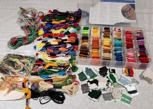 Various Brands Embroidery Floss Lot plus Case Skeins Colors New Used - Picture 1 of 15