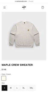 Suéter Santo Studio Maple Crew (100 % nuevo con etiquetas) sudadera cuello redondo para hombre - Imagen 1 de 7