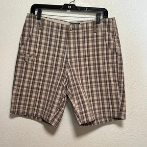 Columbia Preppy Classic Plaid Chino Tan Brown Bermuda Shorts Women Size 10 - Picture 1 of 9