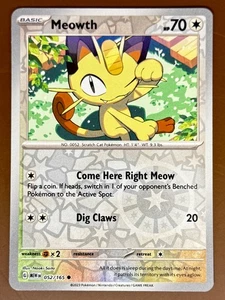 Meowth #052/165 Reverse Holo SV: Scarlet & Violet 151 Pokemon Card TCG - Picture 1 of 2