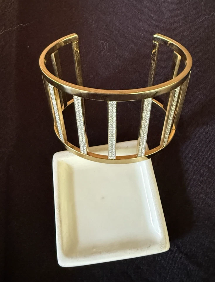 Michael Kors 2” ancho brazalete tono dorado brillantes bandas diamantes de imitación Foto 1 de 4