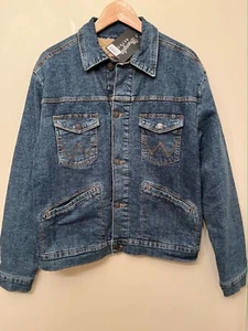 Wrangler Retro Western Blue Denim Jean Jacket Sherpa Lined Women's Medium - Picture 1 of 8
