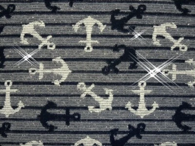 Anker grau schwarz weiß Glitzer Metallic Jacquard Jersey Meterware  - Bild 1 von 3