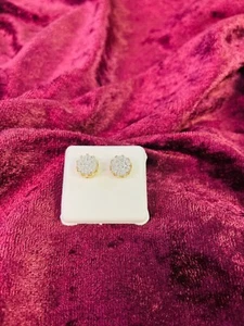 Runde Herren Damen Ohrringe 10 Kt Gold 1/2 Karat Diamant - Bild 1 von 3