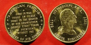 ca. 1970 George Washington "American Fabius" 1.1 inch Brass medal - UNC stk#k240 - Picture 1 of 1