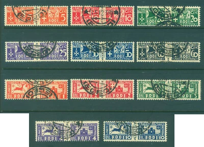 AEGEAN ISLANDS - RHODES 1934 Parcel Post (Deer) set  Scott # Q1-Q11 used VF - Image 1 of 2