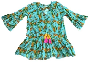 Debbie Katz Elisa Tunic Dress Womens Small Cover Up Green Fruit BEACH NEW - Picture 1 of 22