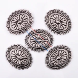 10X Antique Sliver Tribal Ancient Flower Conchos For Belt Leathercraft 49*38mm - Picture 1 of 10