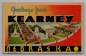 Großer Grußbrief Kearney Nebraska Curt Teich unverpostet Leinen - Bild 1 von 2