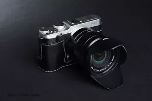 Genuine real Leather Half Camera Case bag Cover for FUJIFILM XA1 XA2 XM1 Black - Picture 1 of 7