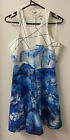 Bluejuice Dress Blue And White Size 10 Designer Marble Colourful Fit And Flare