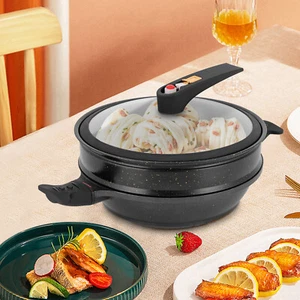 Non-stick Frying Pan Micro Pressure Wok&Steamer Basket & Lid Anti-scald?Gloves ? - Picture 1 of 22