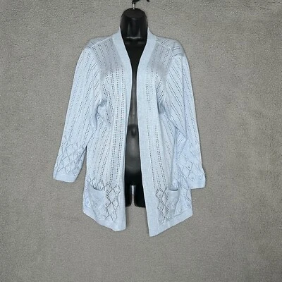 Кардиган BonWorth женский с открытой передней частью большой синий Y2K пуантель вязаный романтический повседневный - Изображение 1 из 4