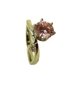 Unworn 8mm Pink Round Stone Silvertone Metal Size 9.5 Ring Costume Jewelry - Picture 1 of 7