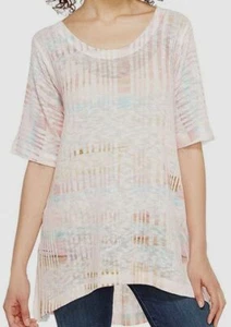 $350 Nally & Millie Women's Pink Stripe Printed Knit Tunic Blouse Top Size M - Picture 1 of 1