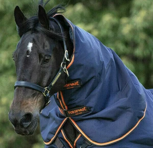 Horseware Rambo Supreme Turnout Hood Neck Cover LightWeight Lite 50g Navy S-XL - Bild 1 von 7