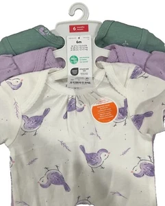 Nuovo Carter's Baby Girls Neonato Uccellino Floreale Maniche Corte Confezione 3 Body Set 6M - Foto 1 di 4