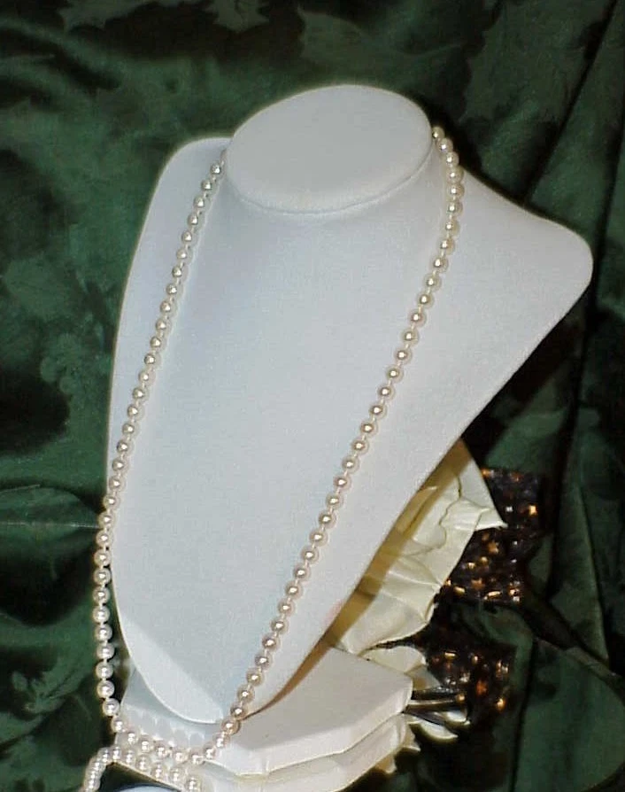 COLAR DE PÉROLAS GENUÍNO CULTIVADO 7 mm fecho 14k 23" vintage fecho de ouro 14K ABG - Imagem 1 de 1