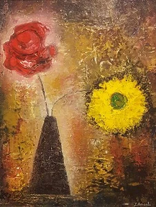 NEU ISABELLE AMANTE ORIGINAL "Diese welken nicht" Blumen Stillleben GEMÄLDE - Bild 1 von 2