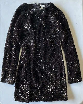 New H&M Sequined Dress With Low Cut Back Small Black  - Image 1 of 4