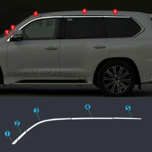 Chrome Steel Window Door Belt Moulding Strips Trim 10P For LEXUS LX570 2016-2021 - Imagen 1 de 5