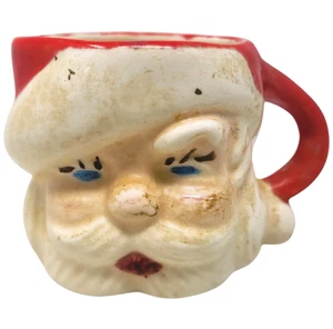Taza de Navidad vintage 1963 guiñando el ojo de Santa Claus hecha en casa - Imagen 1 de 7