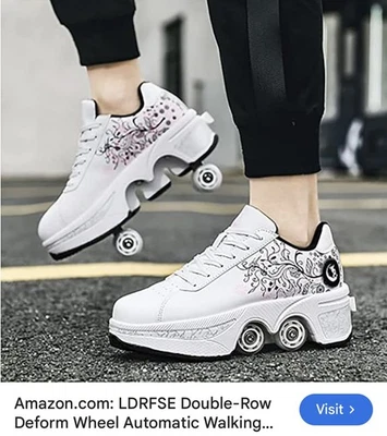  Zapatos de patín doble fila deform rueda blanco rosa/negro talla US Kid 5.5 Foto 1 de 4