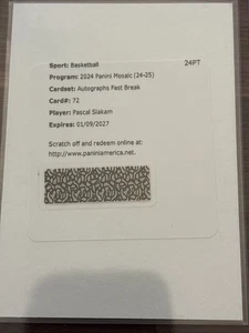 2024-25 Panini Mosaic Pascal Siakam Autographs Fast Break Redemption #72 - Picture 1 of 1