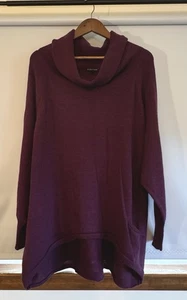 Eileen Fisher Purple Merino Wool Tunic Sweater Women XL Cowl Neck Oversized - Picture 1 of 6