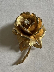 Broche prendedor vintage Boucher tono dorado rosa 3D estrás cristal firmado y 8085P - Imagen 1 de 9