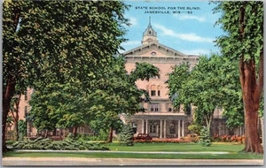 c1940s Janesville, Wisconsin Postcard "STATE SCHOOL FOR THE BLIND" Kropp Linen - Picture 1 of 2