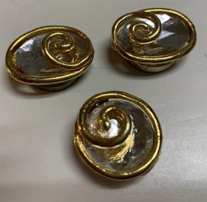 Klassische Vintage Kristall mit Goldwirbel Knopf Abdeckungen Nony - Bild 1 von 2