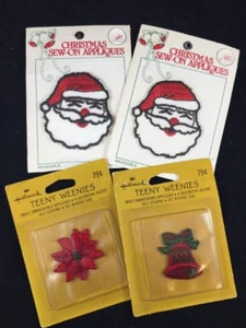 Vintage Weihnachtsapplikationen Lot 4 NOS - Hallmark Teeny Weenies - Weihnachtsmänner UNGEÖFFNET - Bild 1 von 5