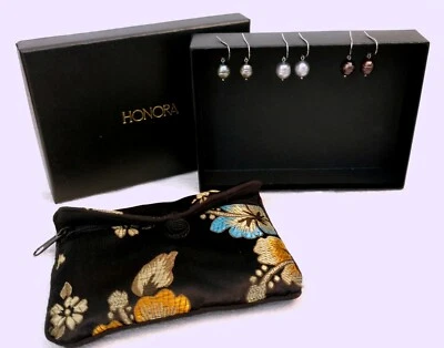  Honora Pearl Dangle Earrings- Lot of 3 pairs - @ 1/2" drop-For Pierced Ears-EUC - Image 1 of 4