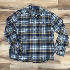 Camisa de franela Patagonia Fjord para hombre grande a cuadros abotonada azul verde - Imagen 1 de 6