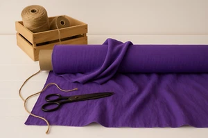 Blue-Violet Linen Blend Fabric by the Yard – Material for Apparel & Home Décor - Picture 1 of 10