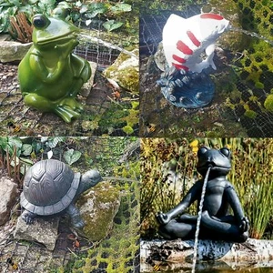 POND SPITTER FROG FISH KOI TORTOISE GARDEN WATER FOUNTAIN FEATURE STATUE - Picture 1 of 16