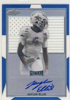 JAYLEN ELLIS 2019 Leaf Metal Army All American Blue Flag /12 AUTO COLORADO WR - Image 1 of 2