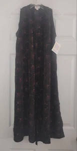 Lularoe Joy Staubtuch Gr. XS schwarz mit mauve Blumenmuster Seitenschlitze neu mit Etikett - Bild 1 von 6