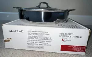 Acciaio inox tutto rivestito nuovo con scatola 6 qt. Casseruola buffet con coperchio Williams Sonoma 1° - Foto 1 di 15