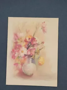 Vintage 1940s Nana Bickford Rollins Rust Craft Flowers Greeting Card Unused - Picture 1 of 8