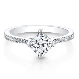 0.76 Ct Princess Cut Lab Created Diamond Wedding Ring 925 Sterling Silver Size 5 - Picture 1 of 7