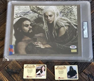Emilia Clarke Jason Momoa Signed Game of Thrones 8x10 Photo PSA Encap Authentic - Picture 1 of 6
