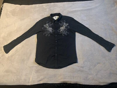 Vintage Y2K Eighty Eight Button Up Shirt Mens Large Cyber Grunge Goth Emo Punk - Image 1 of 4