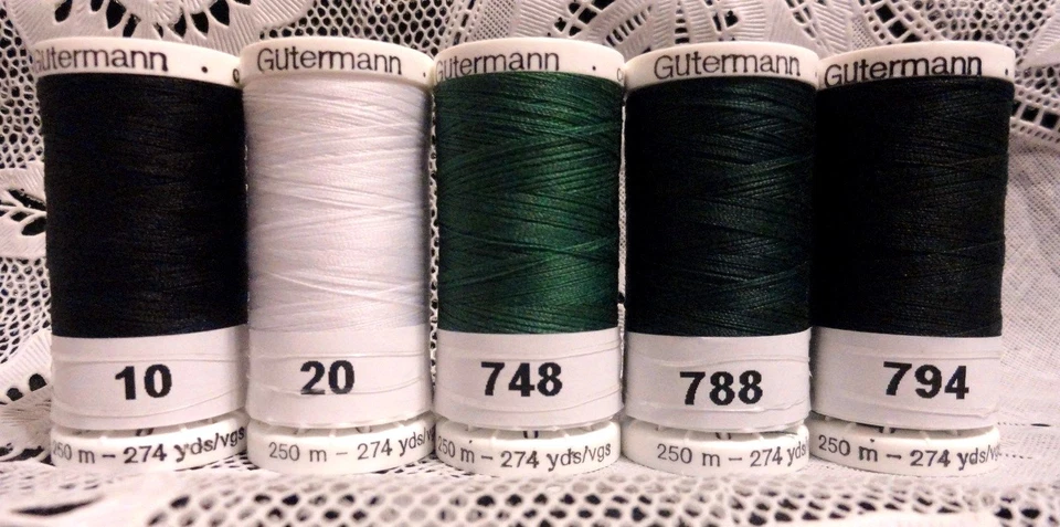 1 negro 1 blanco 3 verde GUTERMANN 100% poliéster coser todo hilo 274 carretes de patio Foto 1 de 1