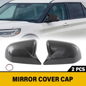 Tapas de cubierta de espejo retrovisor con bocina de buey aspecto de fibra de carbono para Ford Explorer 2020~2024 - Imagen 1 de 11